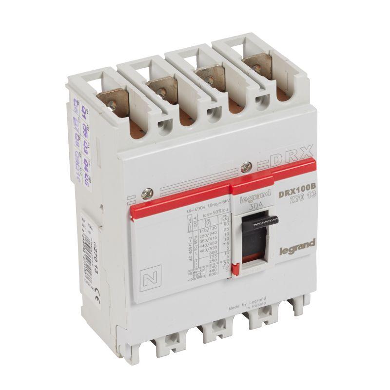 Выключатель автоматический 4п 30А 10кА DRX125 термомагнитн. расцеп. Leg 027013