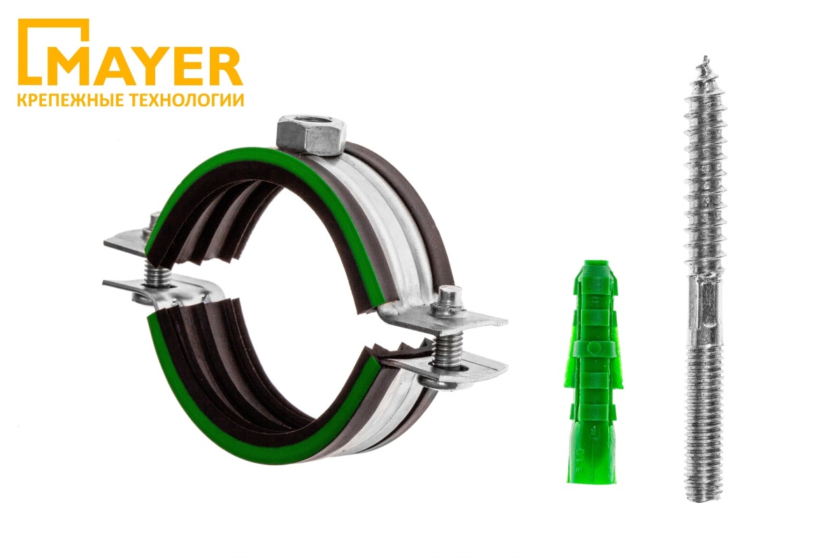 Хомут сантехнический Mayer со шпилькой 8х80 и дюбелем д/труб 1/2 (20-24мм) гайка М8
