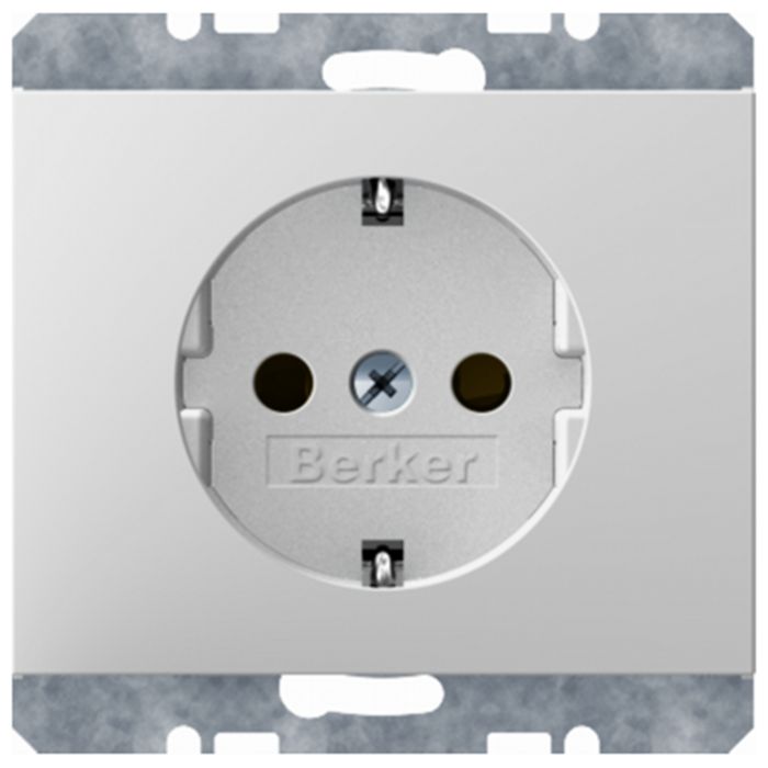 Розетка Berker, скрытый монтаж, с заземлением, белый, 41157009