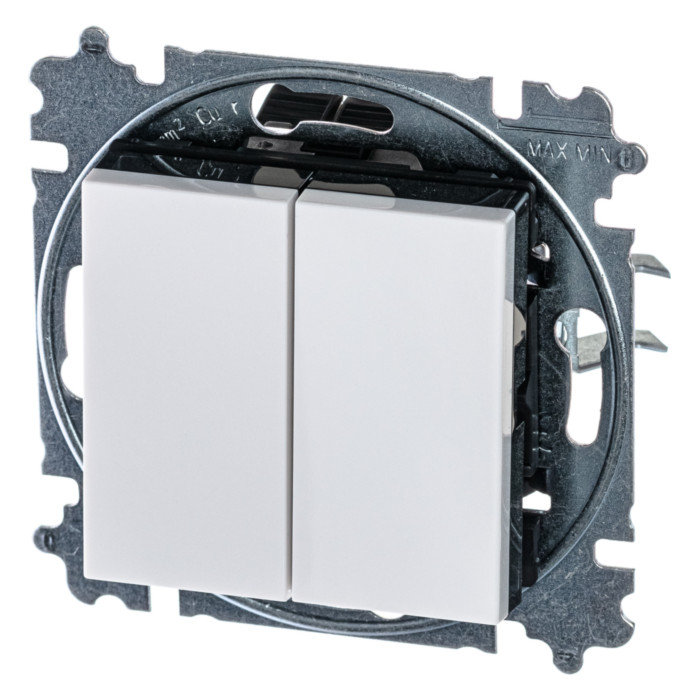 Выключатель двухклавишный ABB LEVIT, белый // дымчатый черный, 2CHH595245A6062