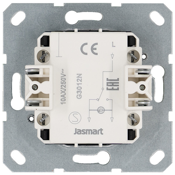 Jasmart Выключатель одноклавишный проходной со светодиодом 10A 250V~ с накладкой, цвет Тауп