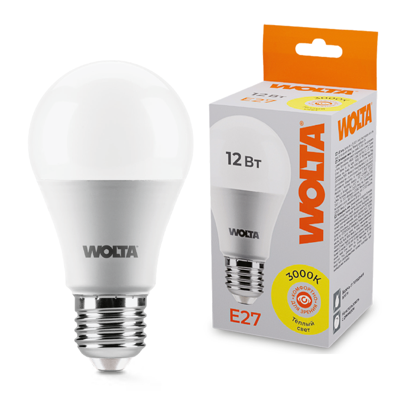 Светодиодная лампа WOLTA 25Y60BL12E27 12Вт 3000К E27