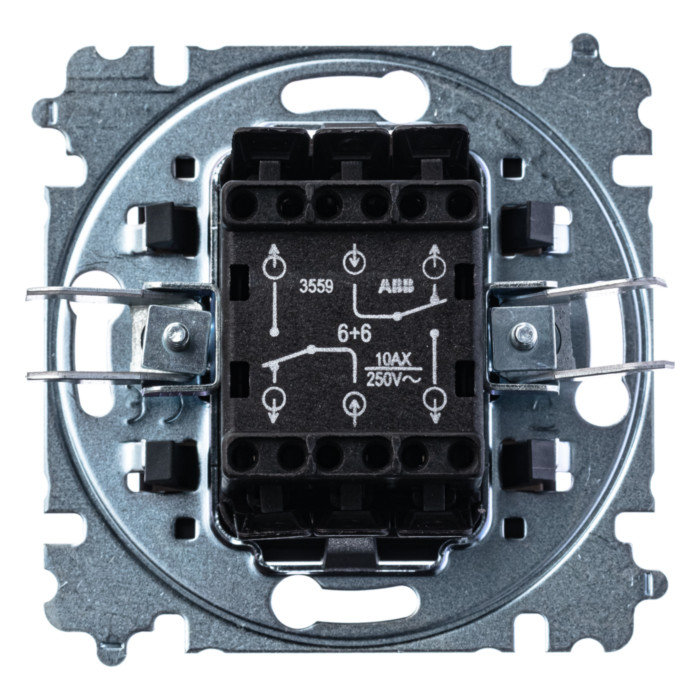 Выключатель двухклавишный ABB LEVIT, белый // дымчатый черный, 2CHH595245A6062