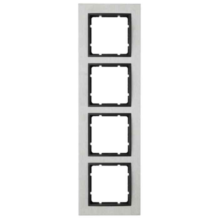 Рамка 4 поста Berker B.7, горизонтальная, нержавеющая сталь, 10243606