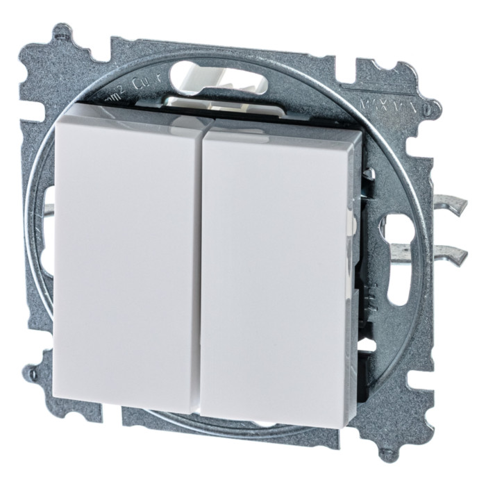 Выключатель двухклавишный ABB LEVIT, белый // ледяной, 2CHH590545A6001