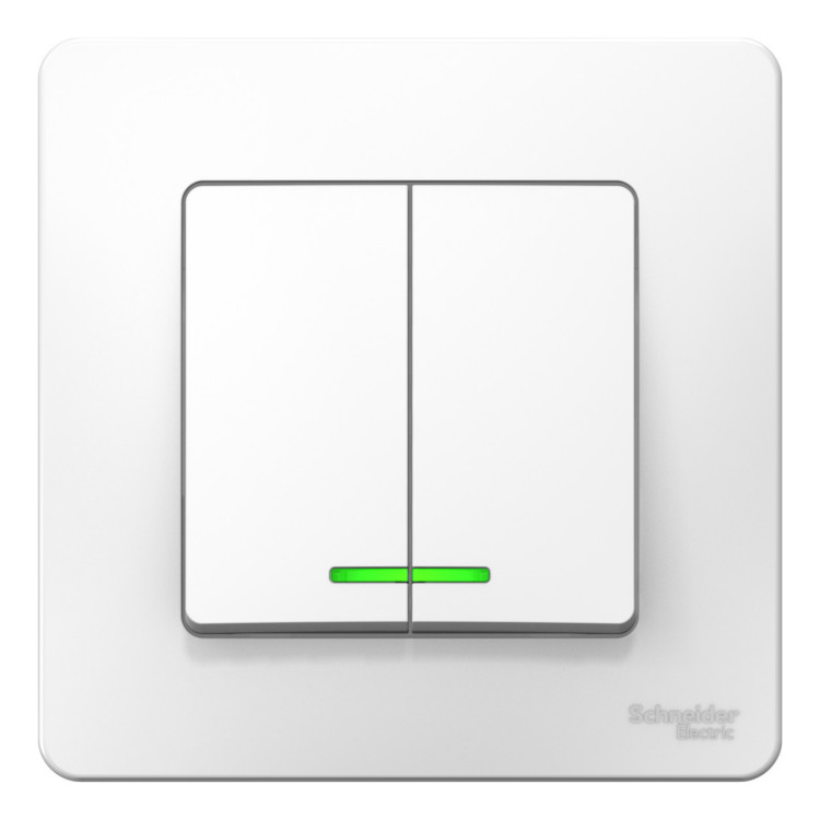 Выключатель двухклавишный Schneider Electric BLANCA с подсветкой, белый, BLNVS006511