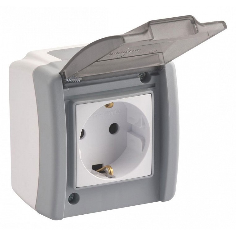 Розетка влагозащищенная с заземлением и крышкой Mono Electric Octans IP54 154-020007-117