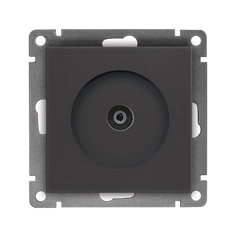 Розетка телевизионная одноместная серия Афина, с/у, тупиковая, 75Ом, ч/д 4-2400Мгц, графит (еврослот)