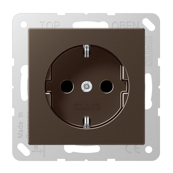 Розетка Jung A 500, скрытый монтаж, с заземлением, мокко, A520MO