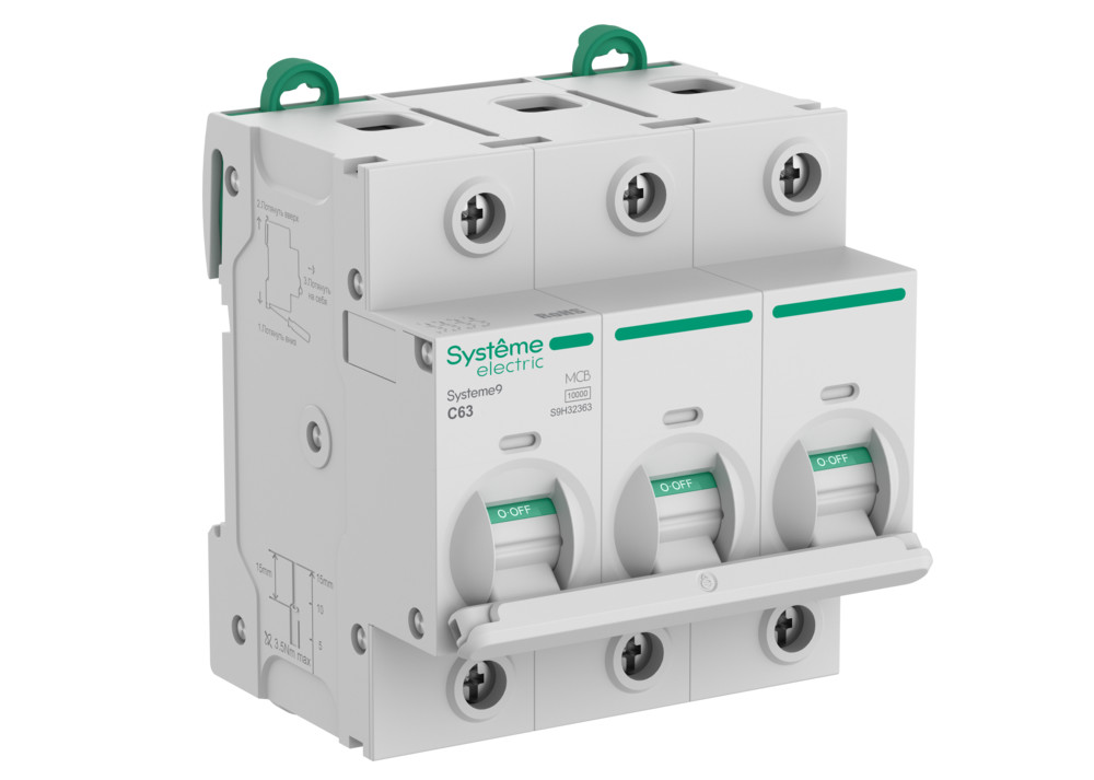 Systeme Electric Systeme9 Автоматический выключатель (АВ) 27мм C 63A 3P 10 kA 400В
