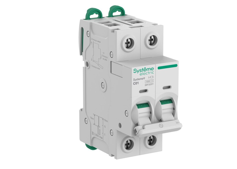 Systeme Electric Systeme9 Автоматический выключатель (АВ) C 1A 2P 10kA 400В