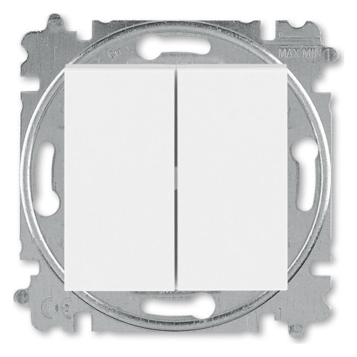 Выключатель двухклавишный ABB LEVIT, белый // ледяной, 2CHH595345A6001