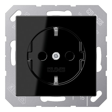 Розетка Jung A 500, скрытый монтаж, с заземлением, черный, A1520BFSW