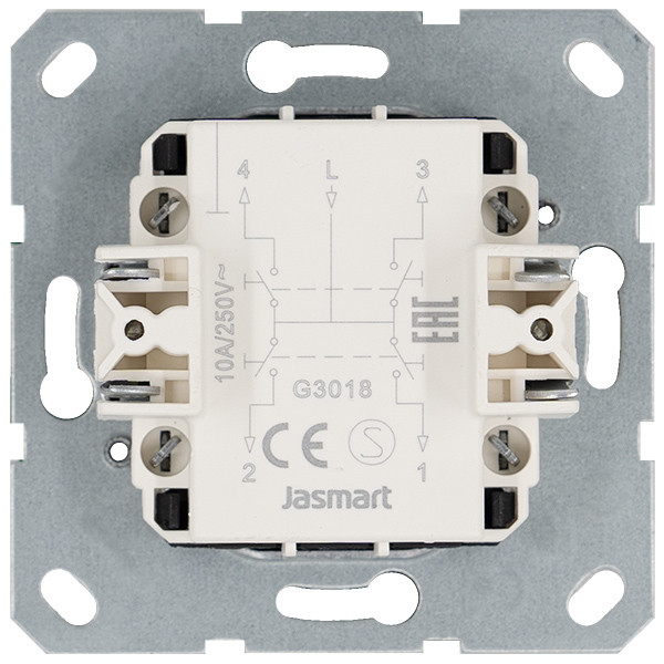 Jasmart Выключатель одноклавишный для штор 10A 250V~ с накладкой, цвет Антрацит