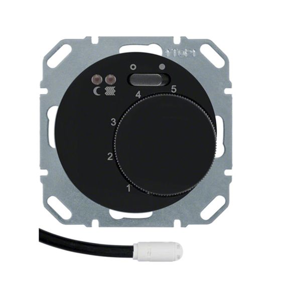 Термостат для теплого пола Berker, с датчиком, черный глянцевый, 20342045