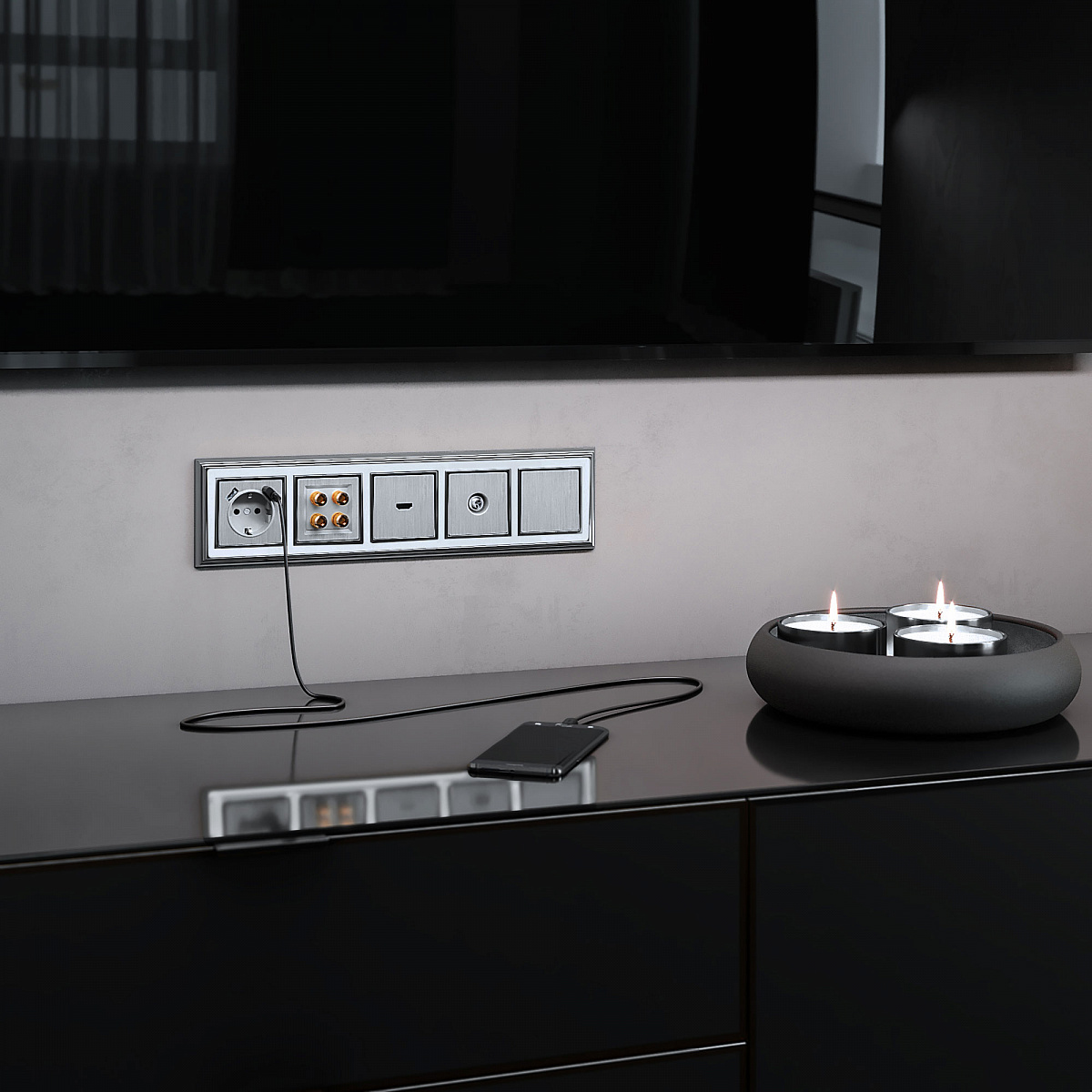 Акустическая розетка cеребряный рифленый W1185009
