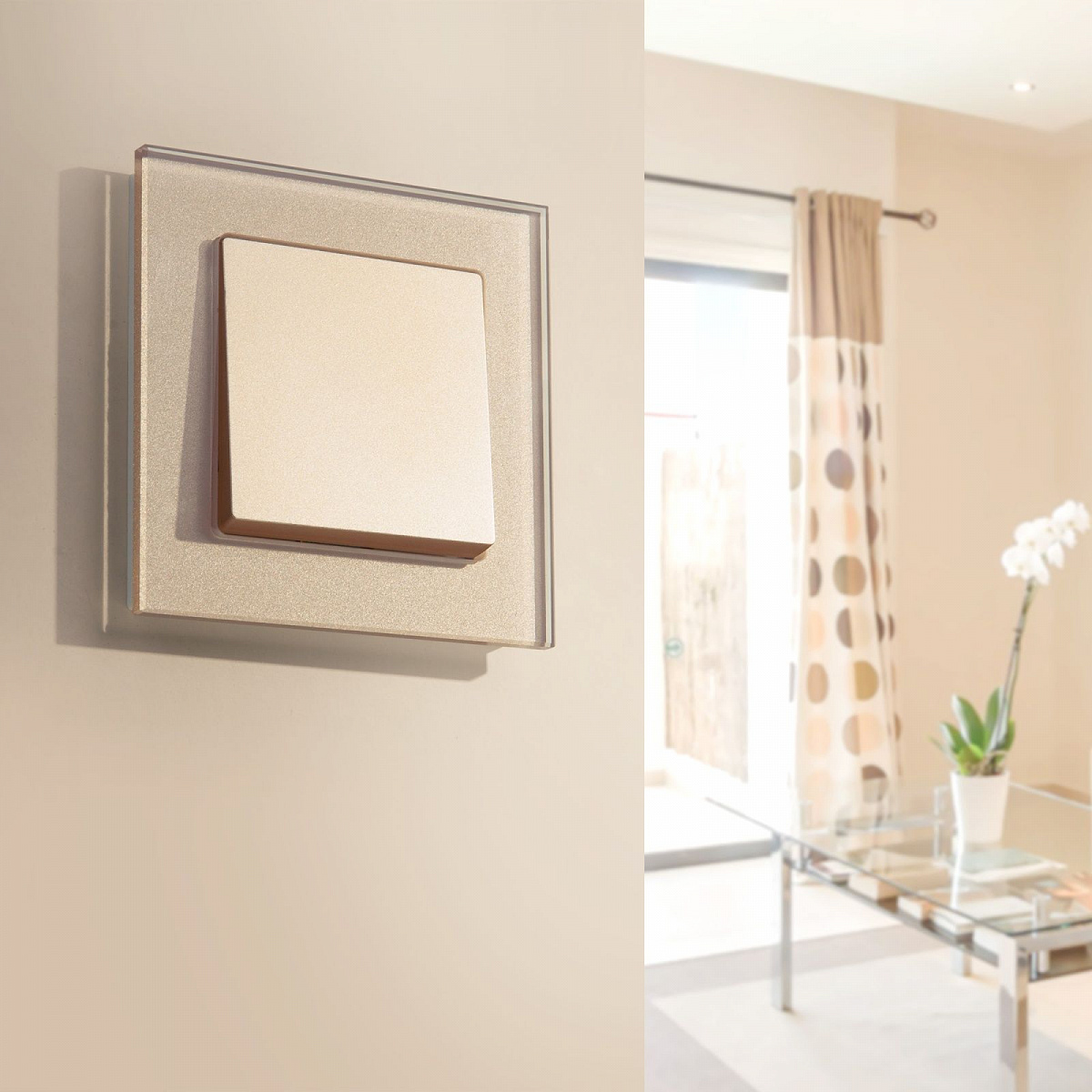 Выключатель одноклавишный шампань W1110011