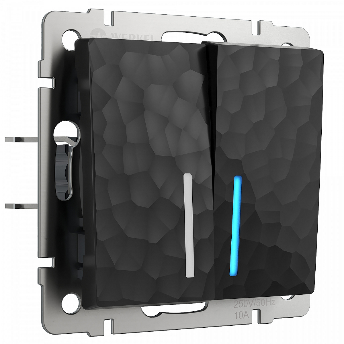 Выключатель двухклавишный проходной с подсветкой черный W1222108