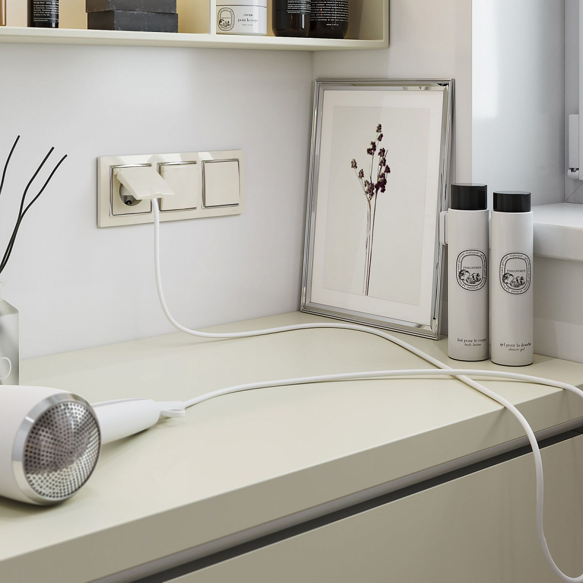 Выключатель одноклавишный слоновая кость W1110003