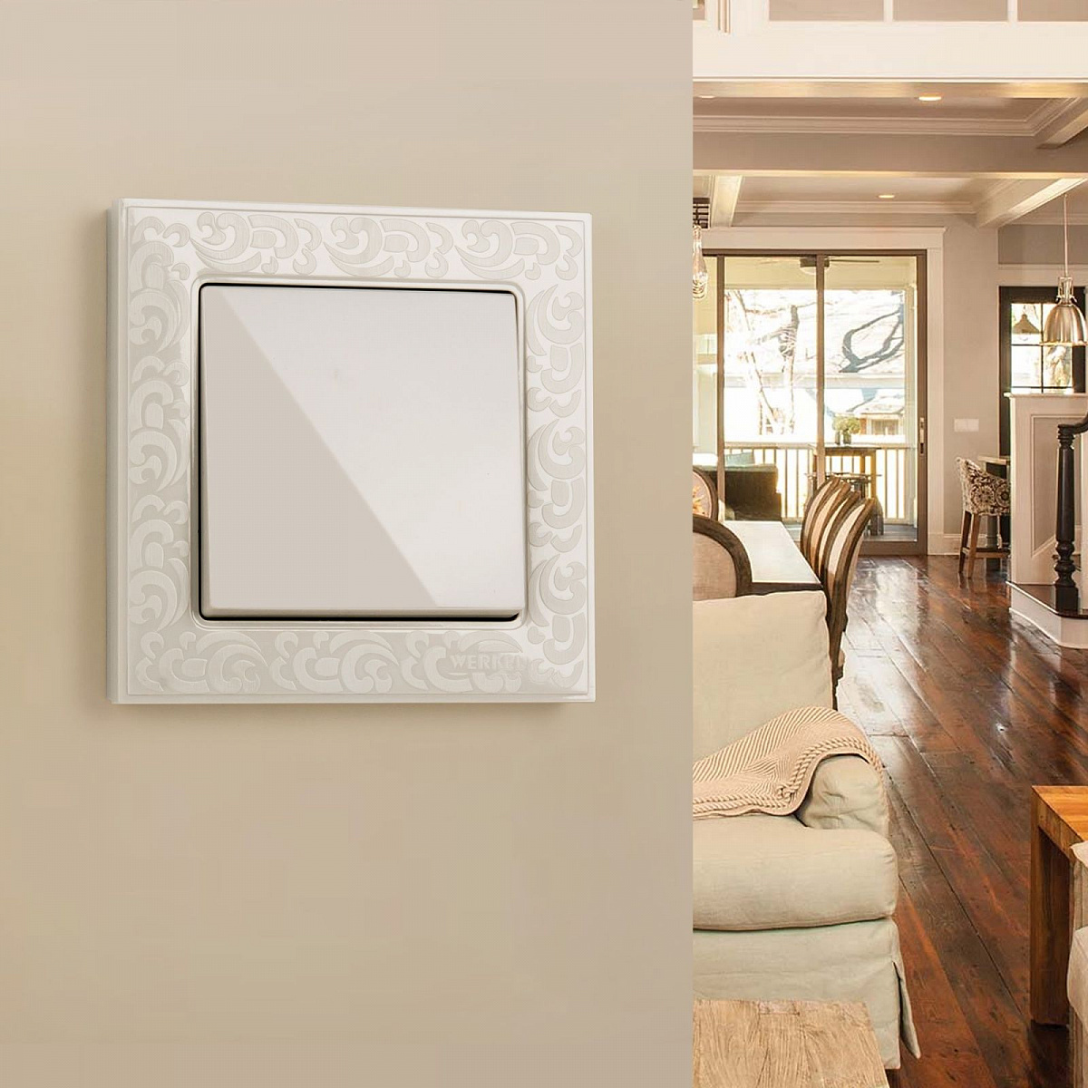 Выключатель одноклавишный слоновая кость W1110003